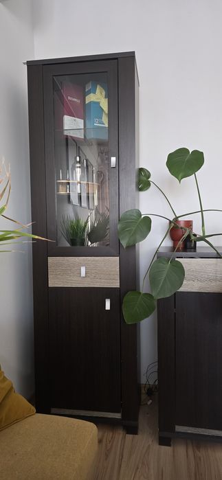 Słupek wysoka przeszklona szafka szuflada