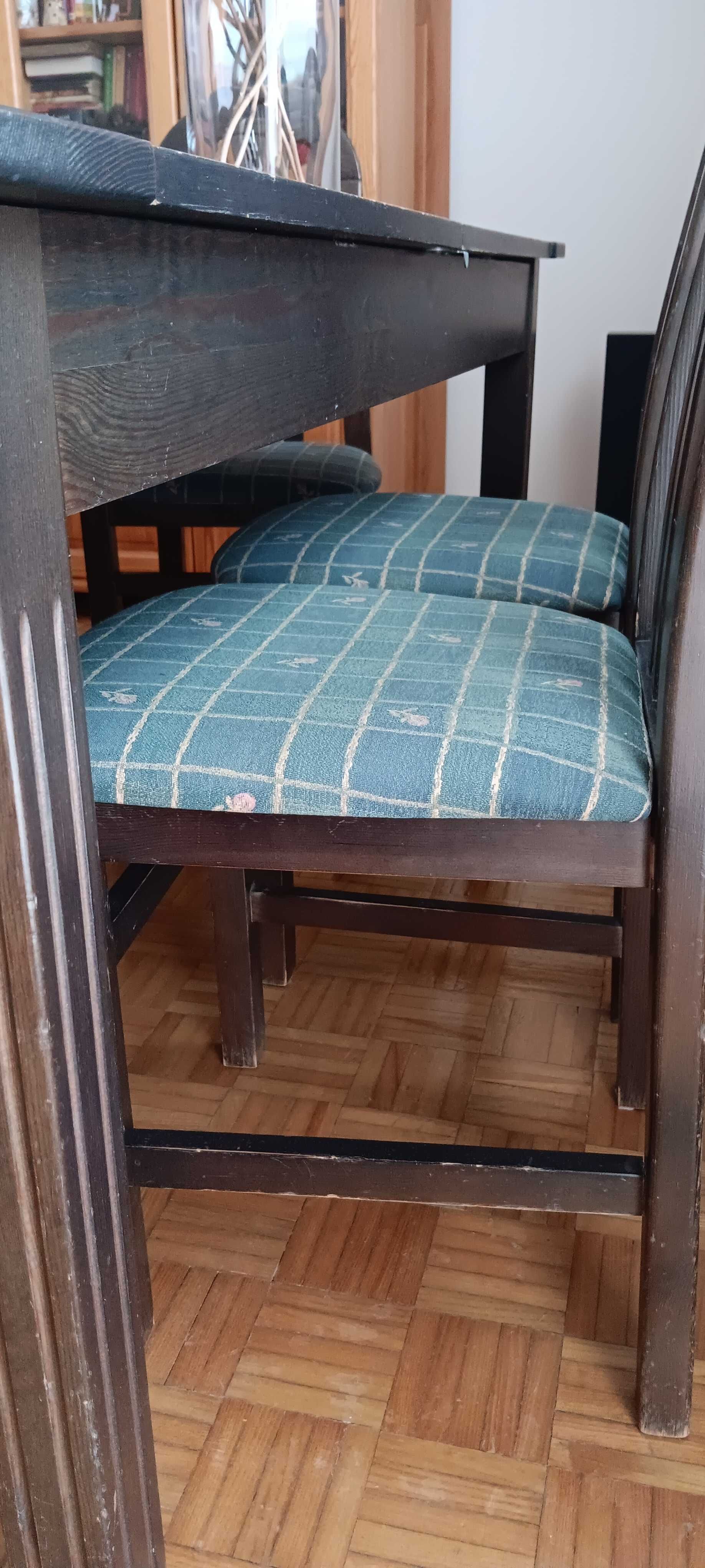 Stół rozkładany drewniany + 6szt krzeseł