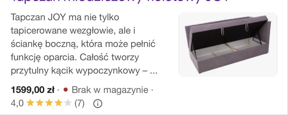 Tapczan łóżko młodzieżowe