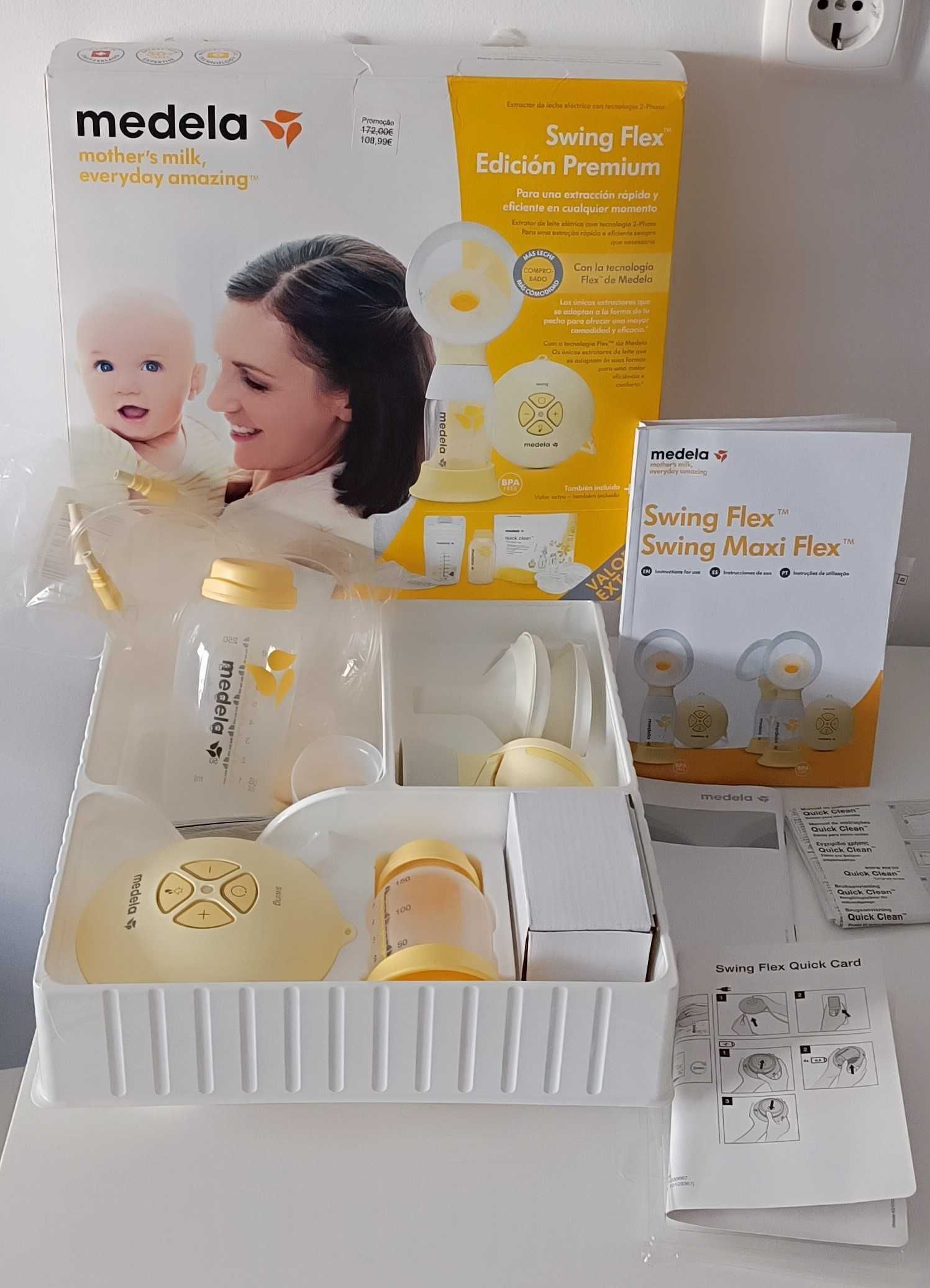 Extrator de leite elétrico Medela Swing Flex com tecnologia 2-Phase