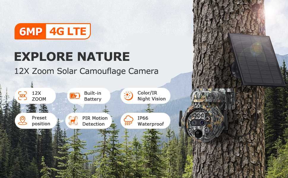 Зовнішня 4G камера SHIWOJIA 12Х Zoom 5MP сонячна панель акум. 7800 mAh