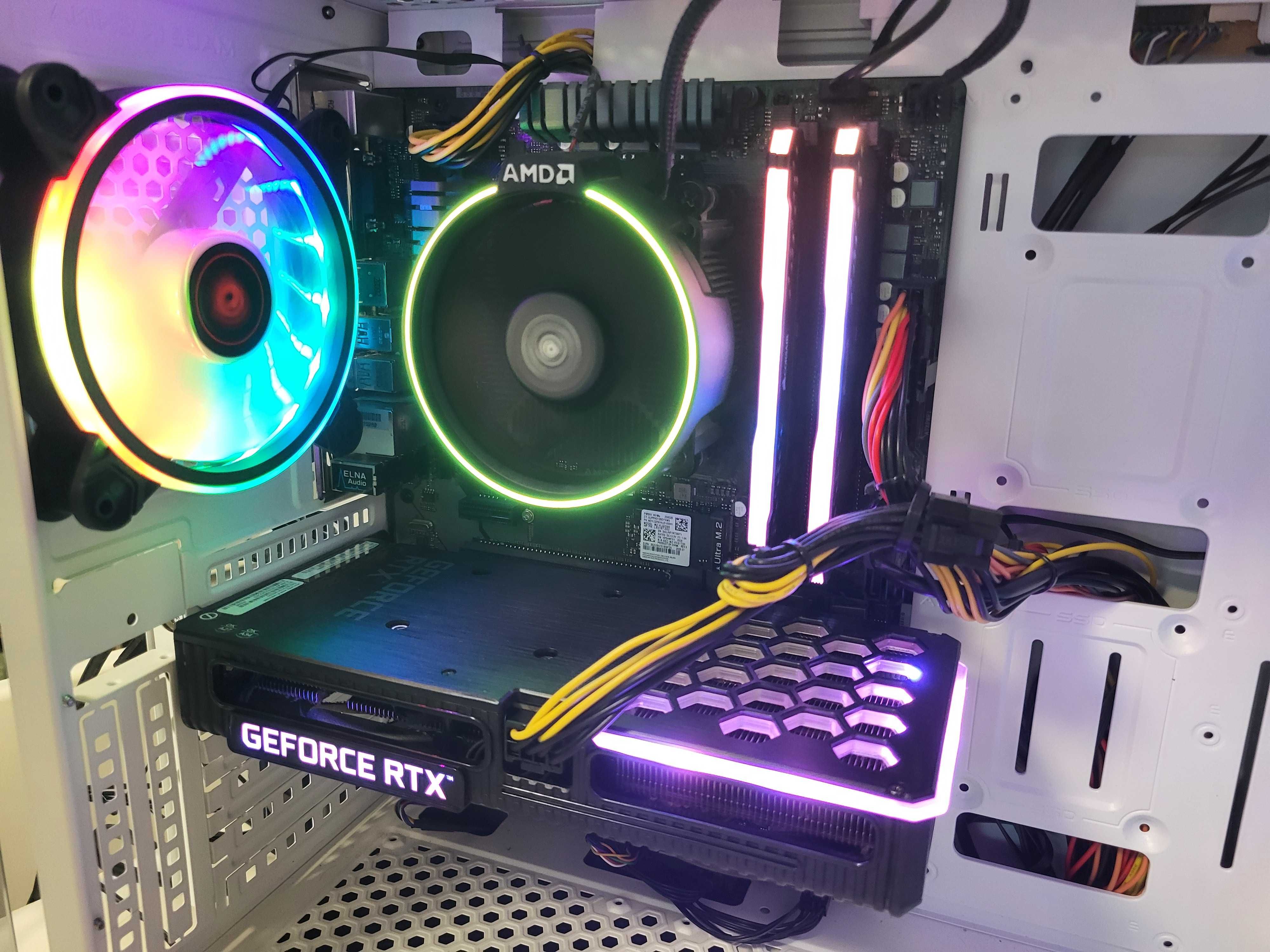 Komputer gamingowy do gier Ryzen 7 2700 2TB SSD RTX 3060Ti LED pilot