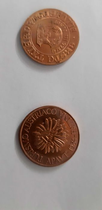2 Moedas Medalhas Cobre 1984 – 1000 exemplares – fabricada no Tirol