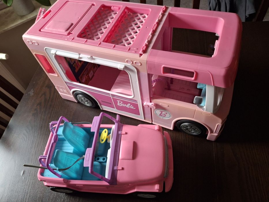 Kamper + Jeep Barbie + lalki odbiór osobisty