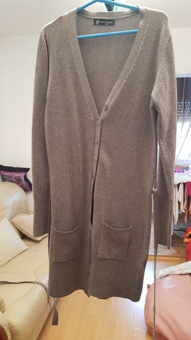 Casaco de malha castanho claro