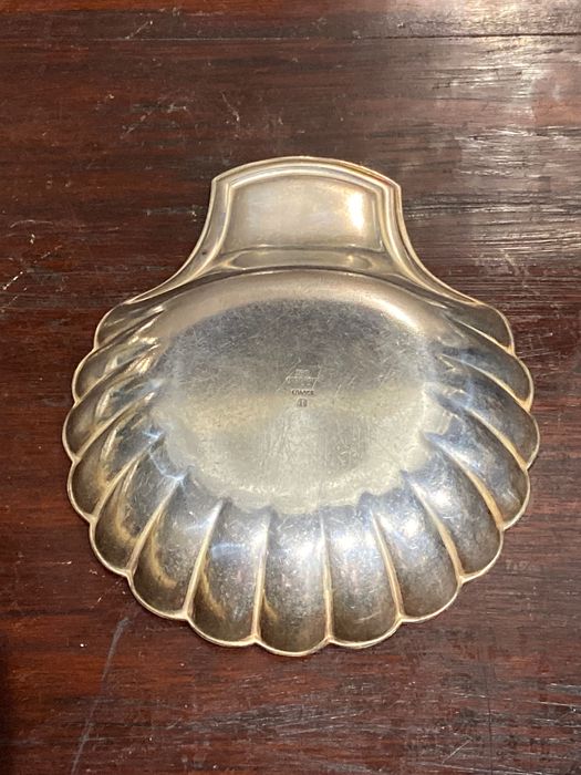 Concha Vieira de Escargots Caracóis Prata Christofle Brasão 13,2 cm