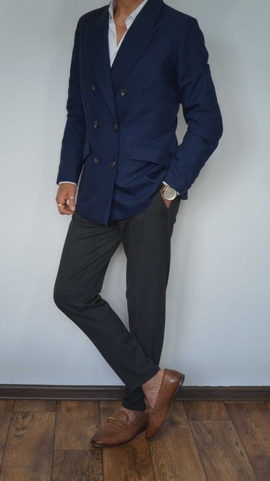 Marynarka Dwurzędowa Hechter Rozmiar 42 Kolor Granatowy