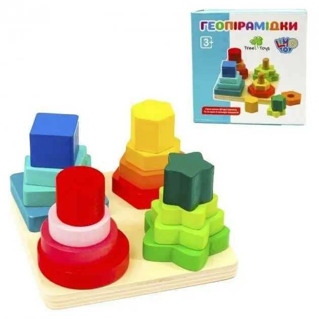 Дерев'яна розвиваюча іграшка геопірамідки сортер,Монтессорі сортер дер