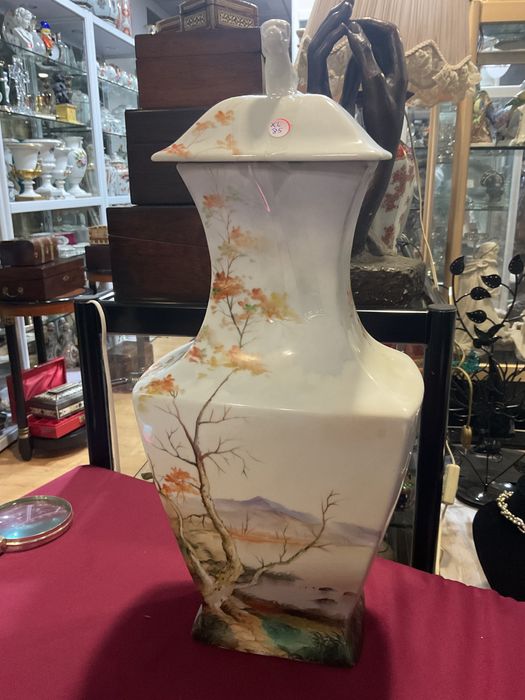 Grande vaso com tampa foo dog pintura manual 50 cm