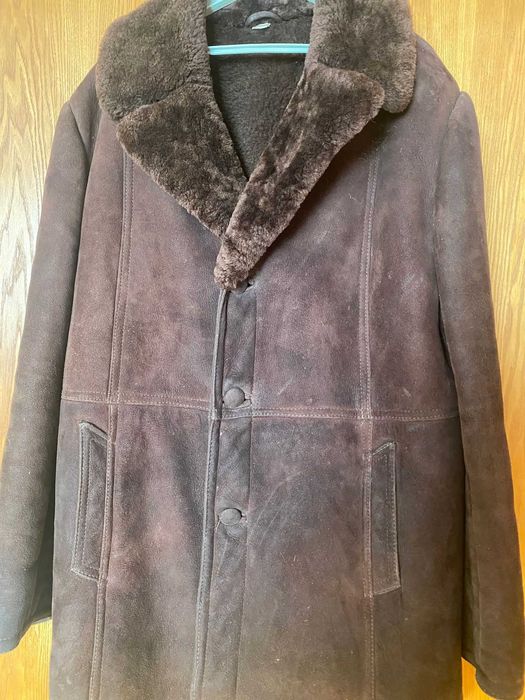 Kożuch męski w kolorze ciemnego brązu, rozmiar XL