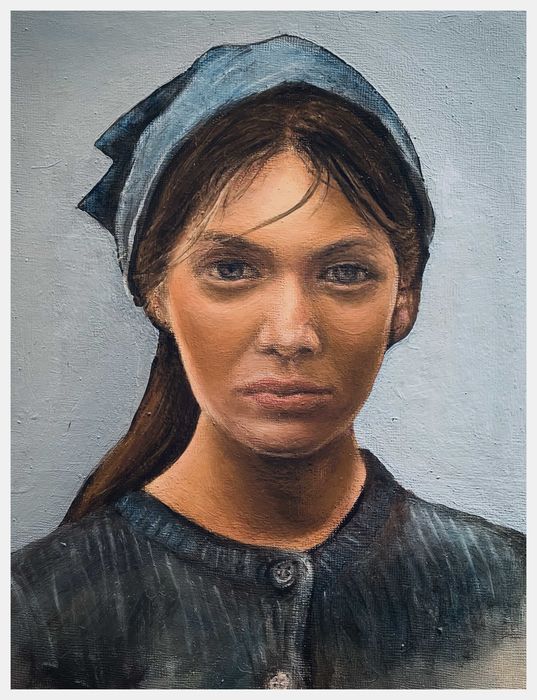 Portret kobiety. Olej na kartonie, A4.