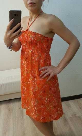 Пляжное платье, коттон, оранжевый, s/m