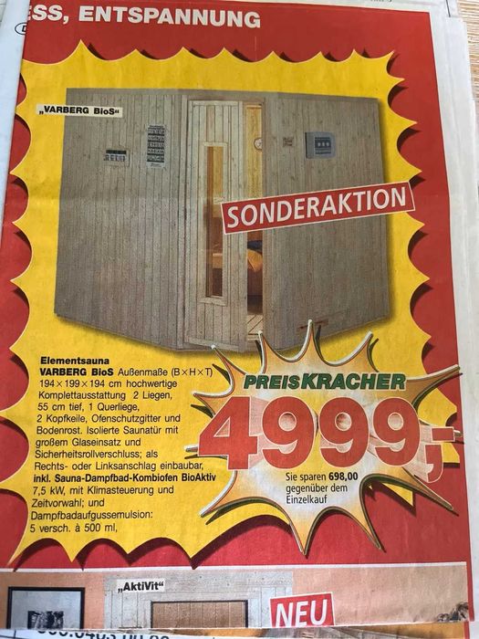 Narożna Sauna FIŃSKA SUCHA Weka Ławki PIEC 7,5Kw  2-6os 4999Euro