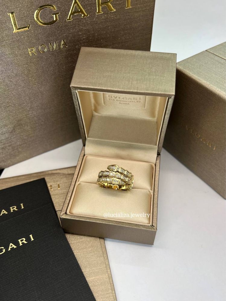 Золотое Кольцо в стиле BVLGARI Serpenti с бриллиантами 1.33ct