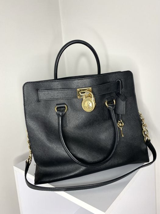 Женская черная кожаная сумка Michael Kors Hamilton оригинал шопер