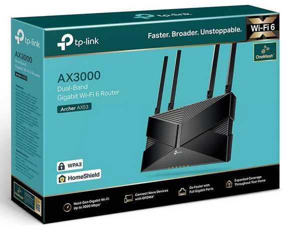 [Novo] Router TP-Link - AX3000 Dual Band Gigabit Wi-Fi 6 (Archer AX53)