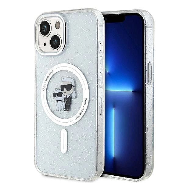 Etui Karl Lagerfeld Karl&Choupette Glitter MagSafe na iPhone 15 Plus -