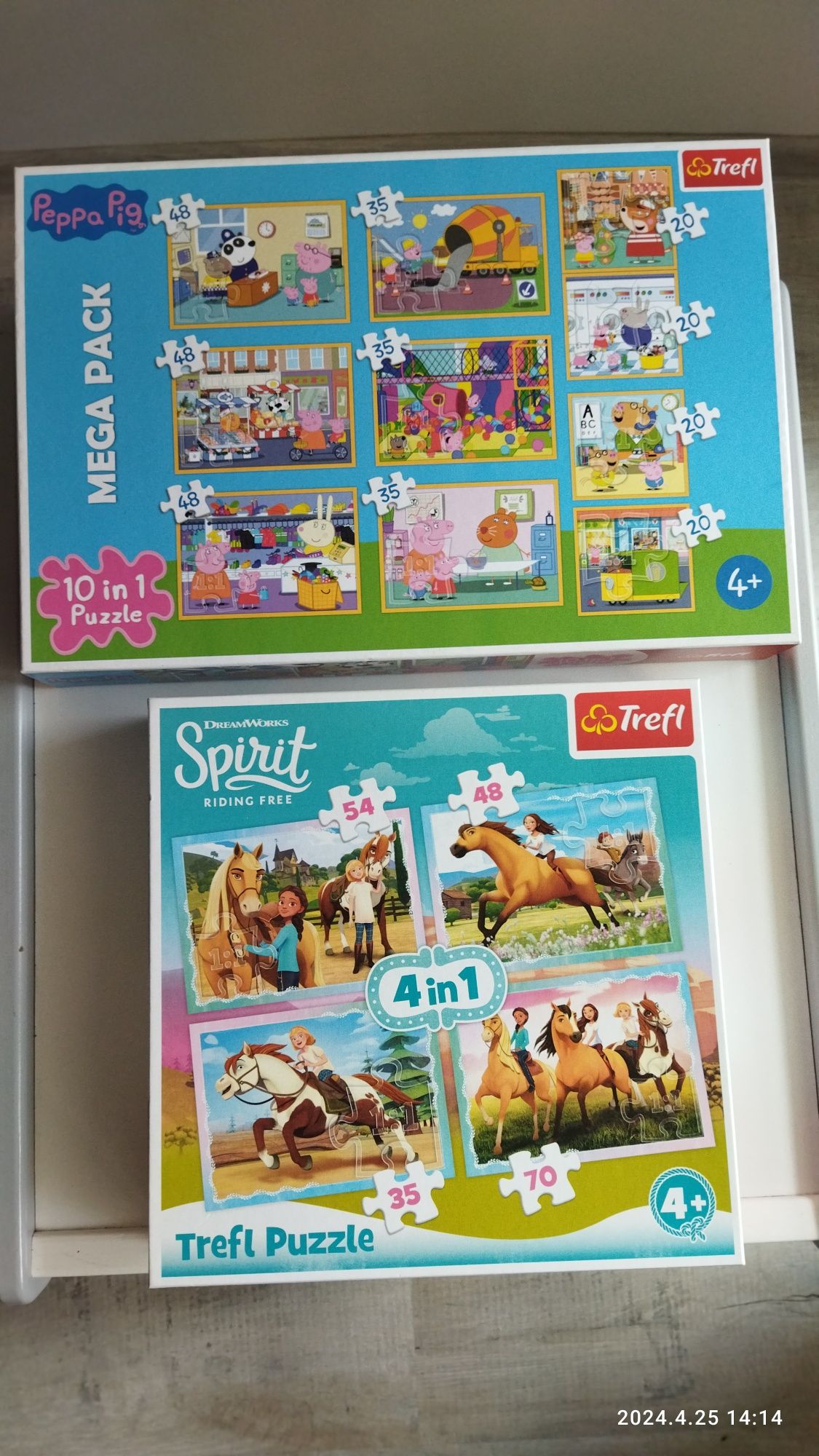 Puzzle 4 in 1, 10 in 1 Peppa, Mustang z Dzikiej Doliny, Monster High