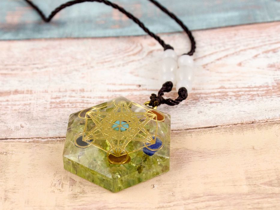Piękny Naszyjnik Turmalin Obsydian Oko Tygrysie Sześcian Metatrona