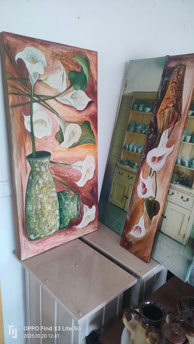 4-Quadros pintados a óleo individuais