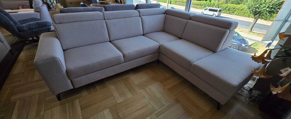 Narożnik 263x226 z f spania i reg. zagłówki jasnoszary ASPEN Libro