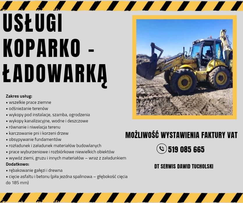 Usługi Koparko-ładowarką, rębakowanie