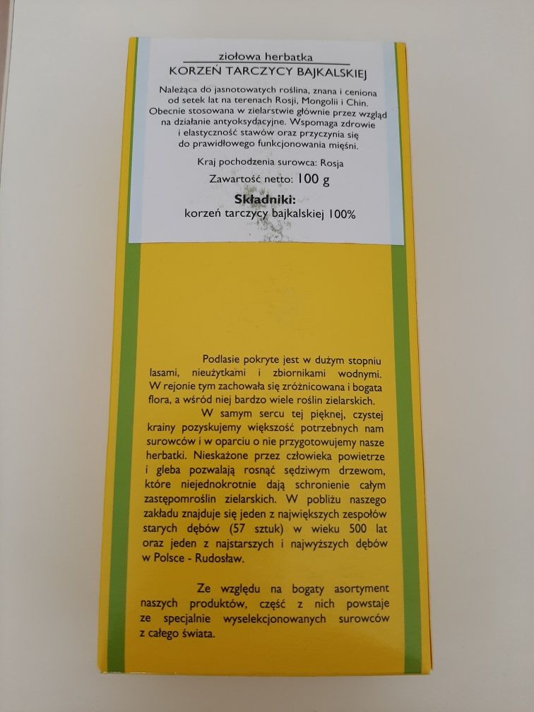 Nowa herbatka ziołowa korzeń tarczycy bajkalskiej Dary Natury