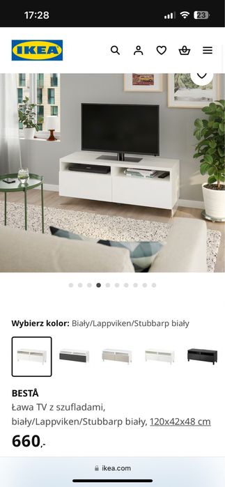 Ikea besta ława szafka rtv komoda biała wisząca połysk