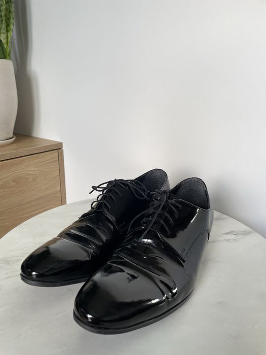 Czarne lakierki męskie Lancerto skóra, rozmiar 44