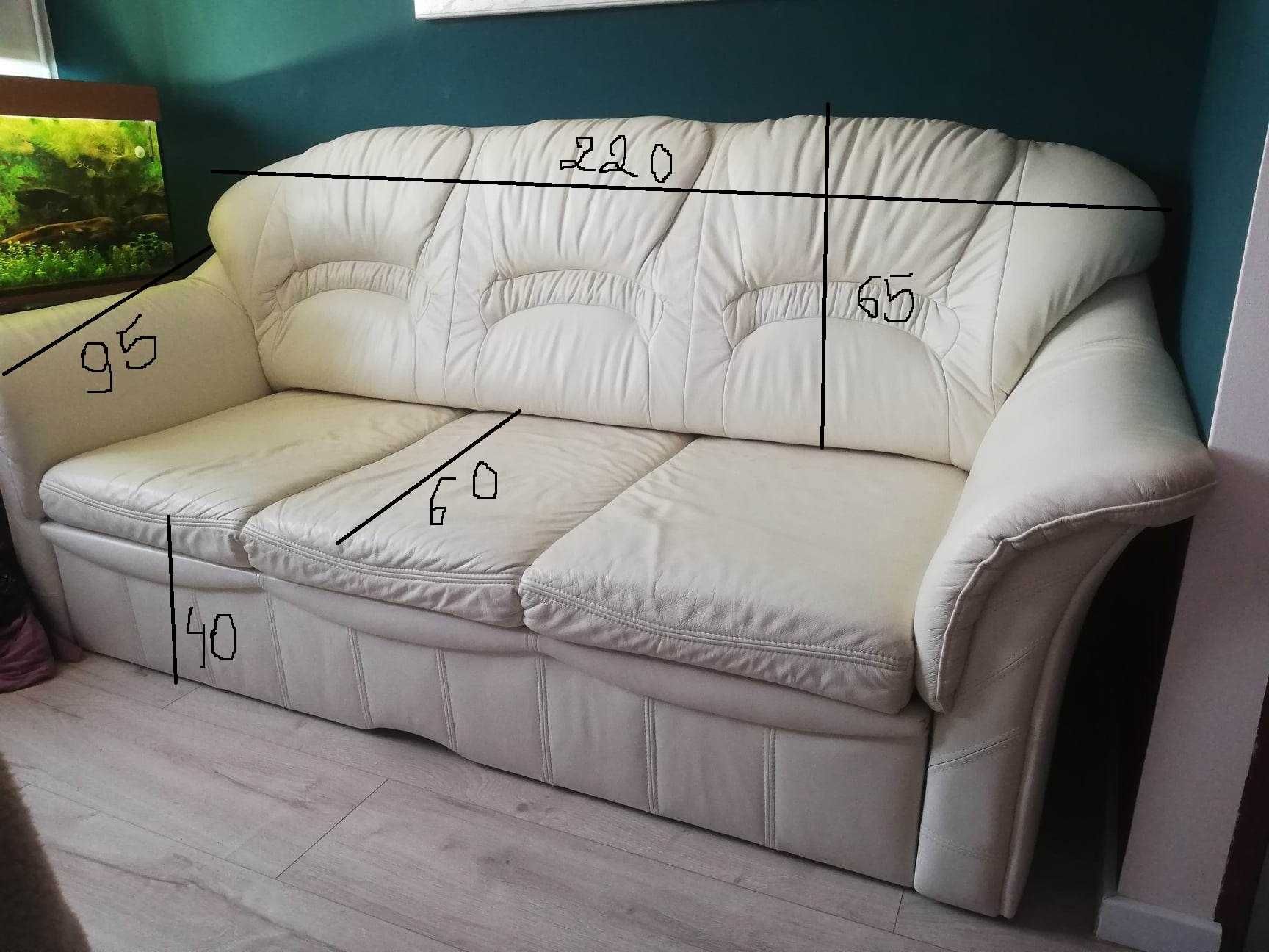 Sofa skórzana 3-osobowa  z funkcją spania