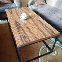 Stolik kawowy industrial loft drewno egzotyczne !!! blat,fornir,stół