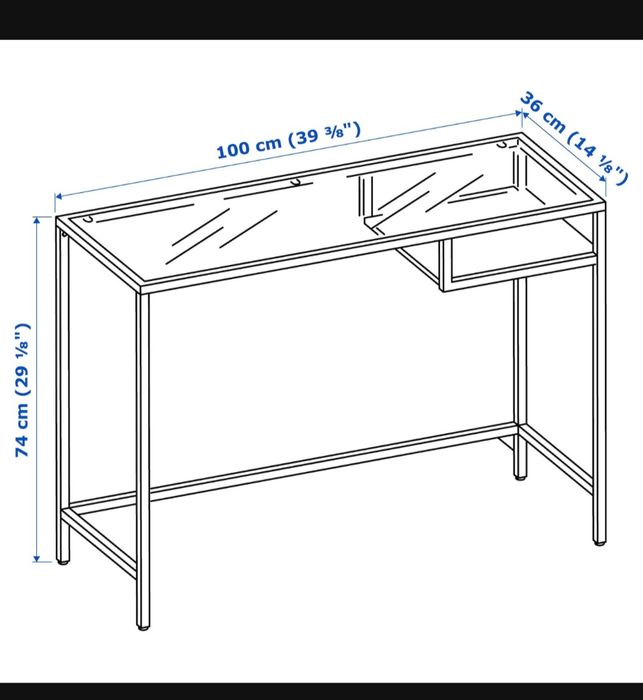 Vittsjo biurko toaletka Ikea stolik laptop szkło czarny