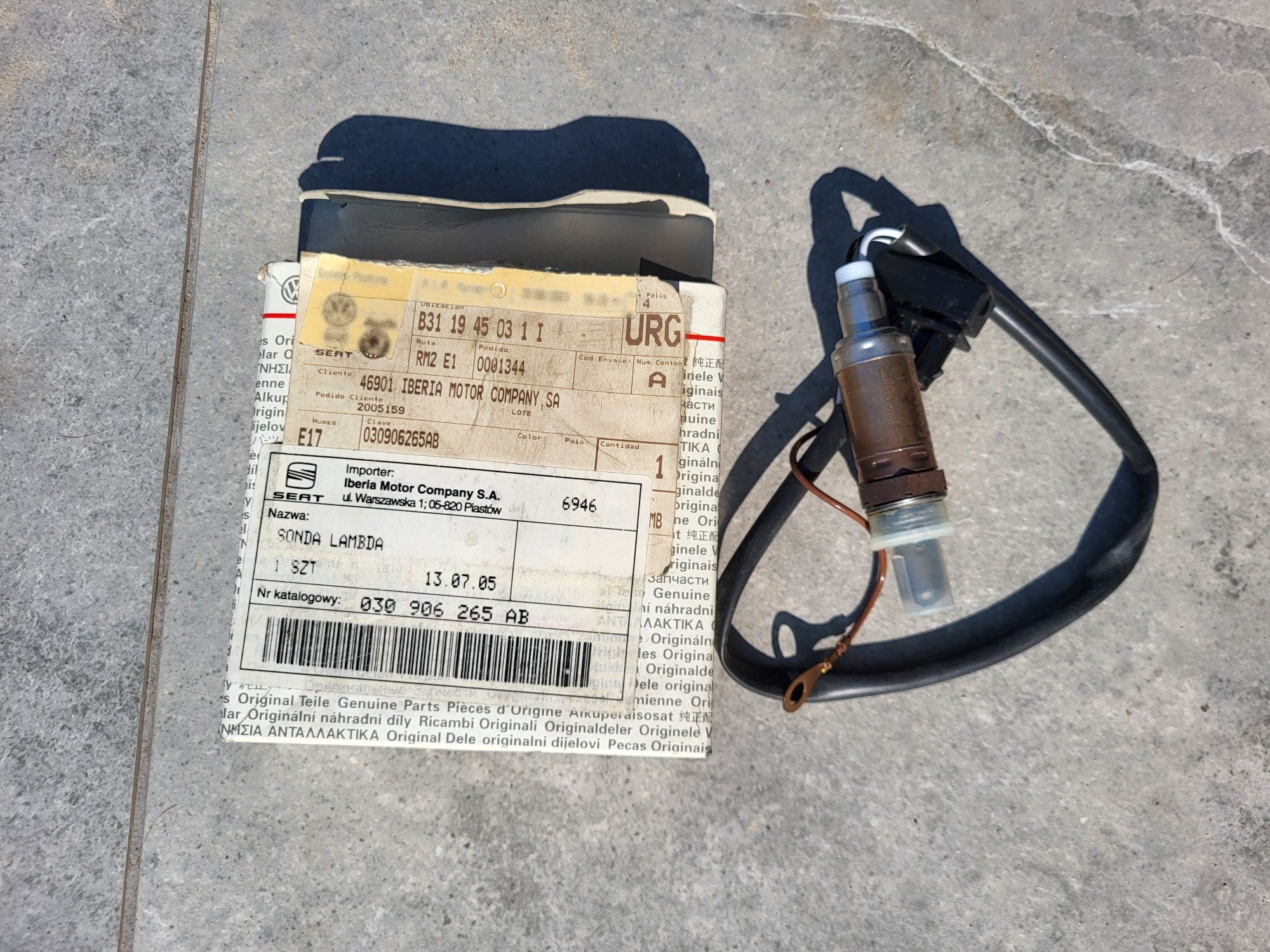 Sonda Lambda 3 PINY - VW, Seat, Skoda, Seat - Oryginał Nowa - Faktura