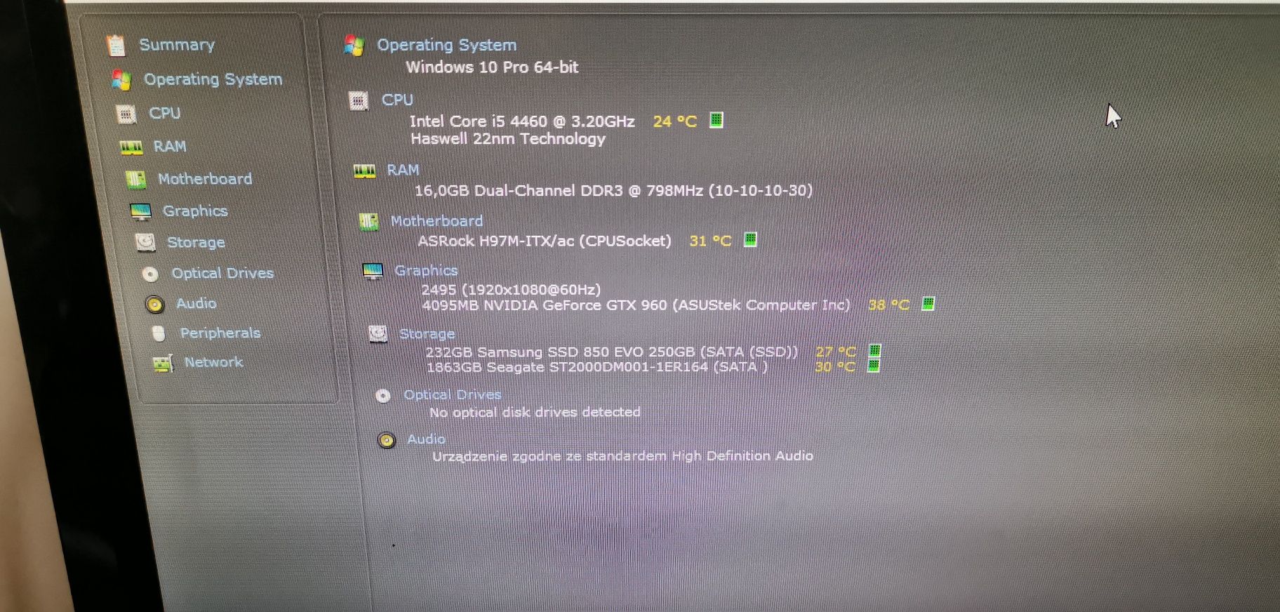 Corsair i5  ram 16g.dysk 2TB ssd256 Monitor