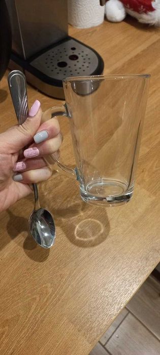 Nowe Szklanki Do Kawy Latte + łyżeczki Zestaw Szklanek Na Kawę X6