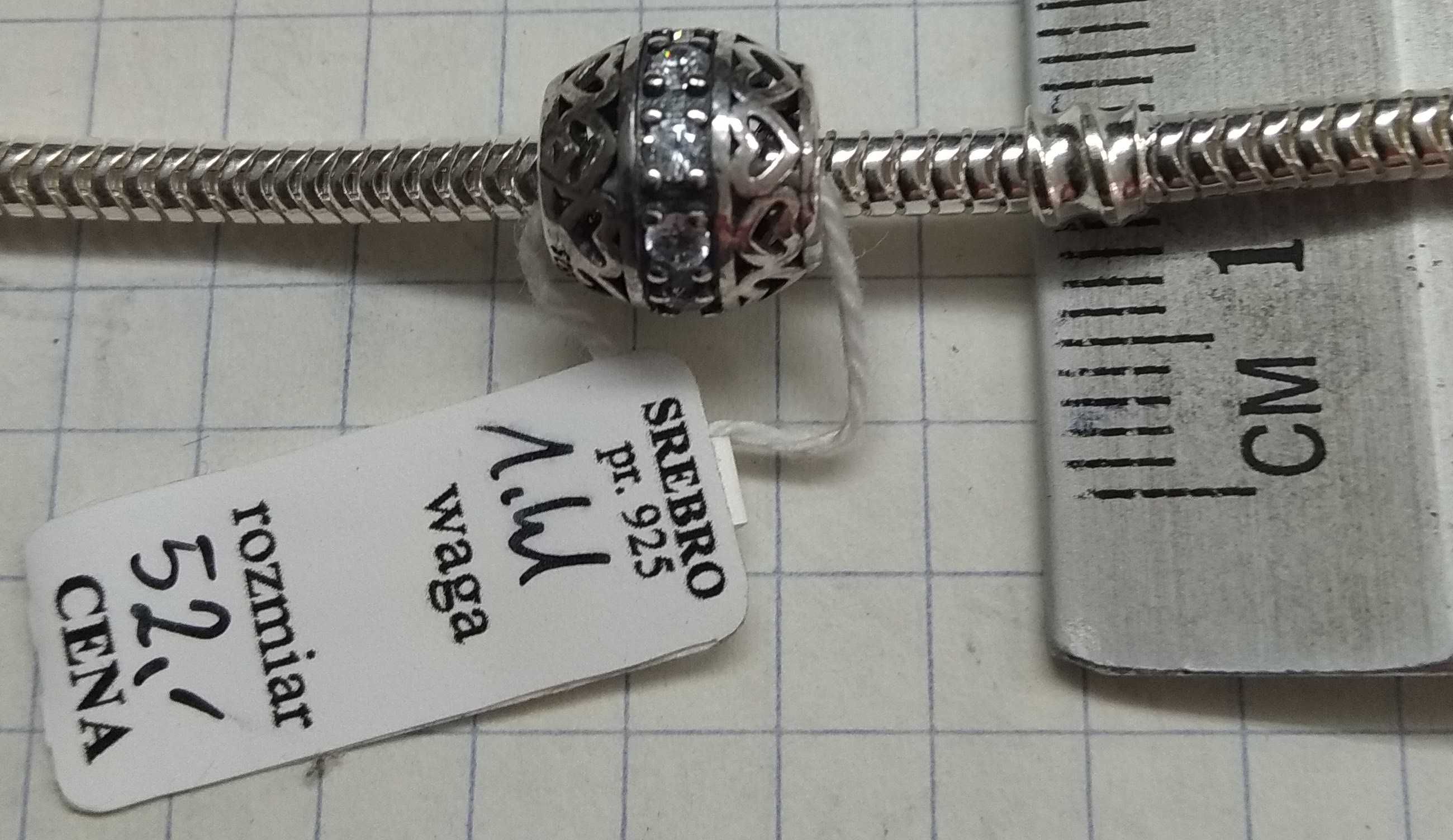 Charms typu beczka z cyrkoniami Srebro 925 NOWE