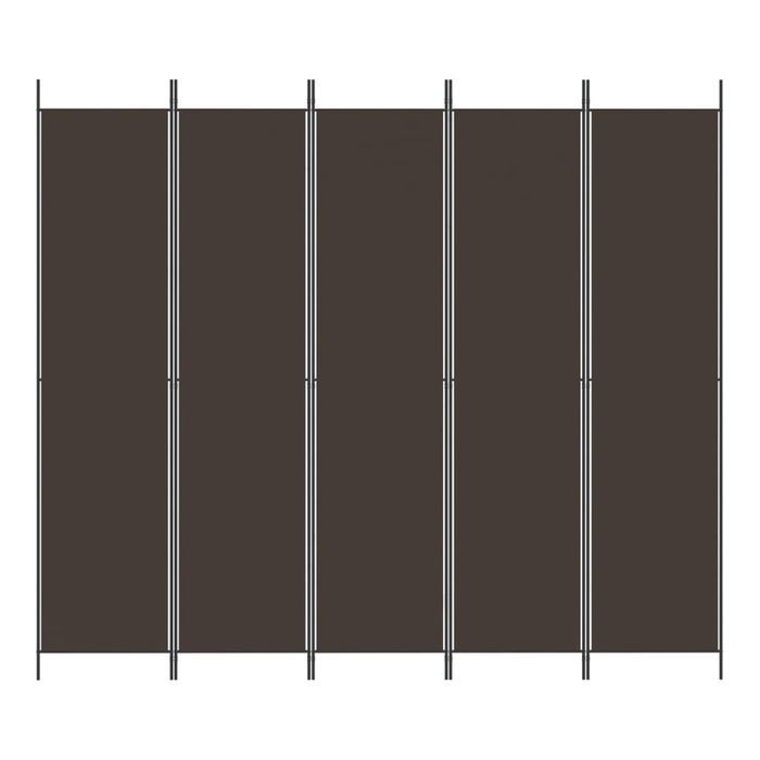 vidaXL Parawan 5-panelowy, brązowy, 250x220 cm, tkanina