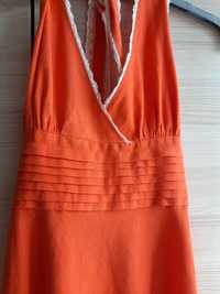 Sukienka  pomarańczowa wiązana na szyji w rozmiarze L