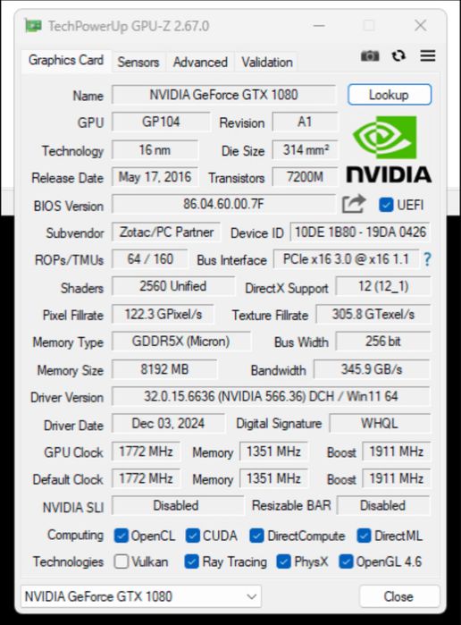 Zotac  GTX 1080 AMP Extreme