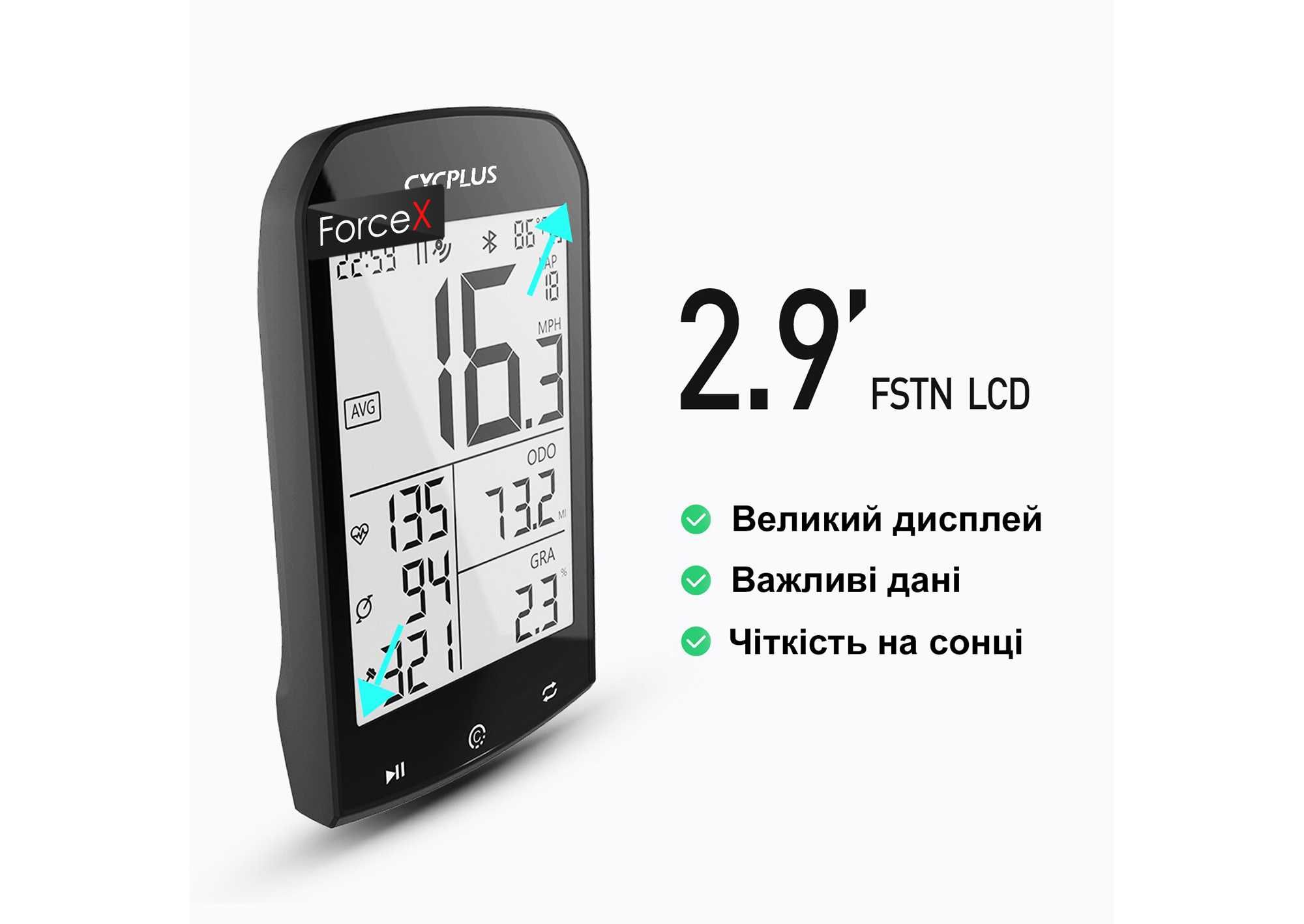 Велокомпьютер GPS Cycplus M1, с подсветкой (Гарантия)