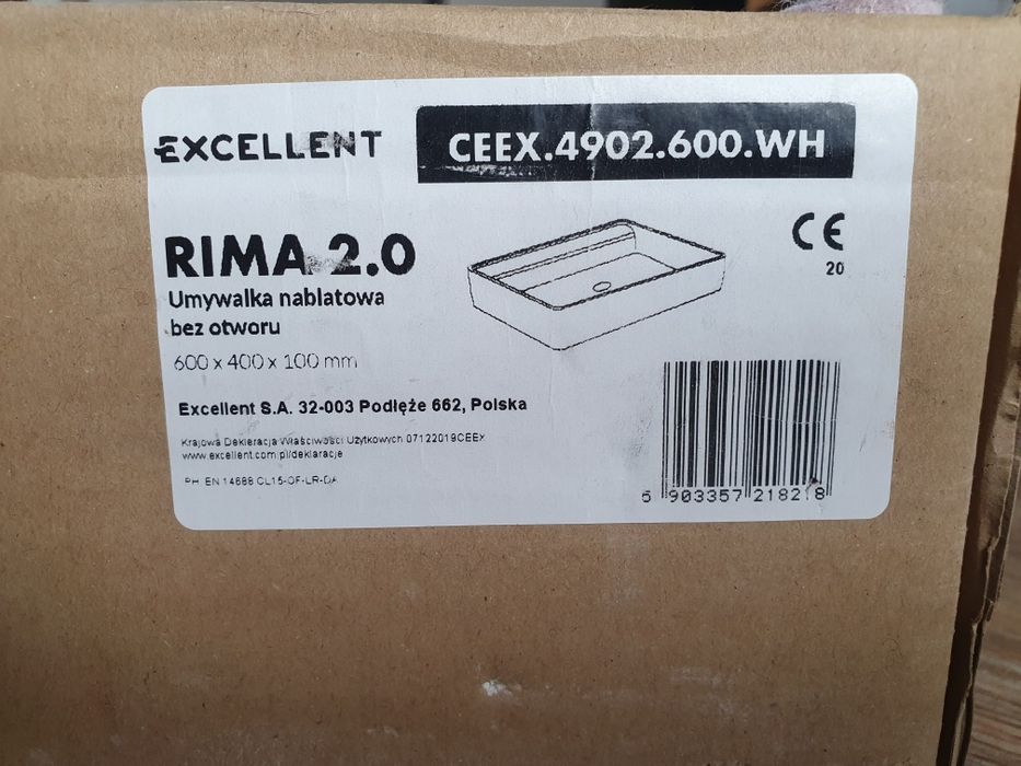 Umywalka nablatowa prostokątna Rima 2.0 (60 x 40) NOWA!