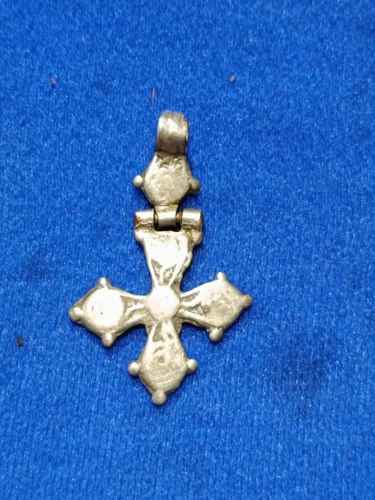 Cruz Prata Testada Copta Etiópia Séc XIX 4,1 cm 6,9 gr. Original