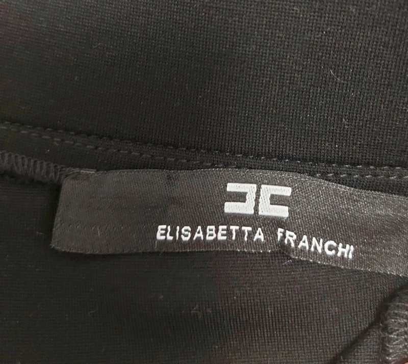 Spodnie Elisabetta Franchi logowane białe lampasy r. 38