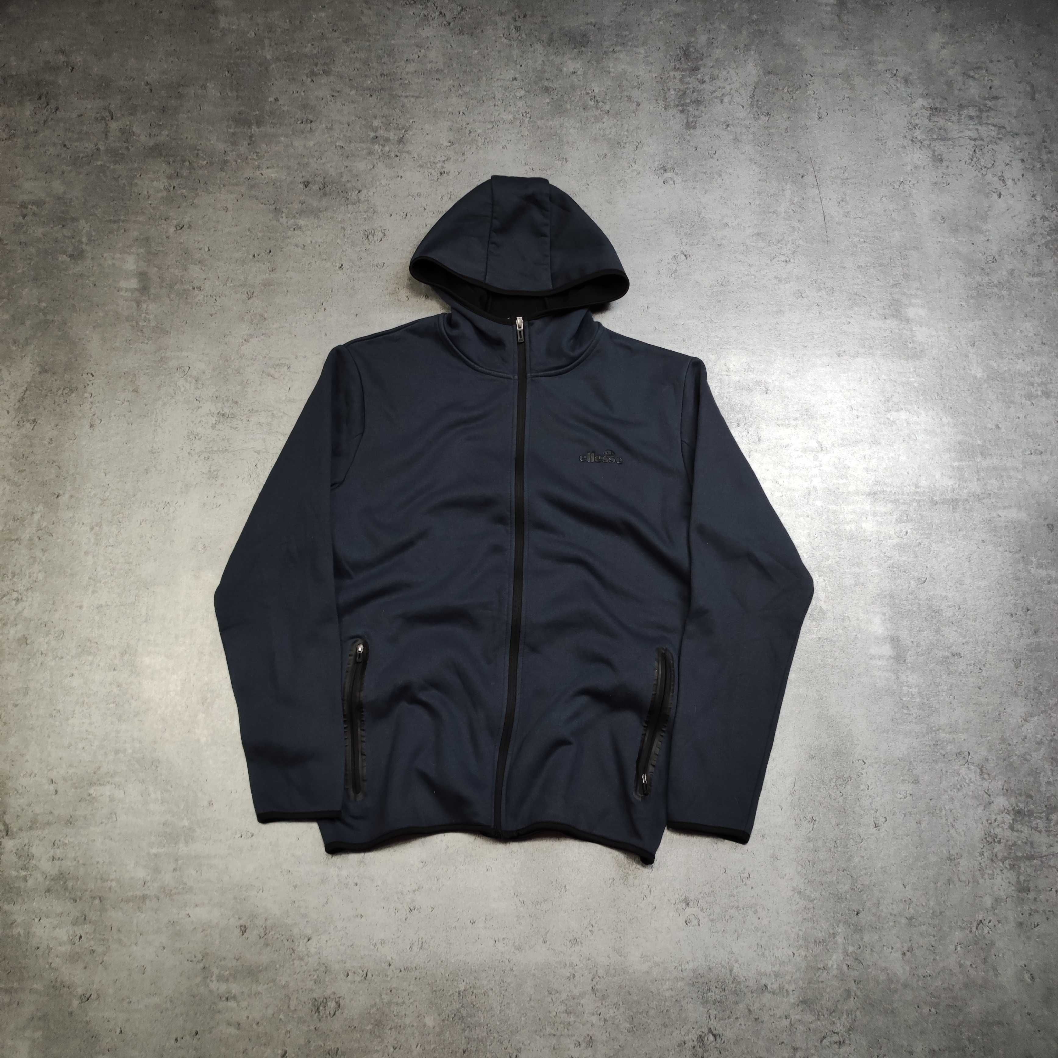 MĘSKA Bluza z Kapturem Suwak Granatowa Ellesse Tech Fleece Sportowa