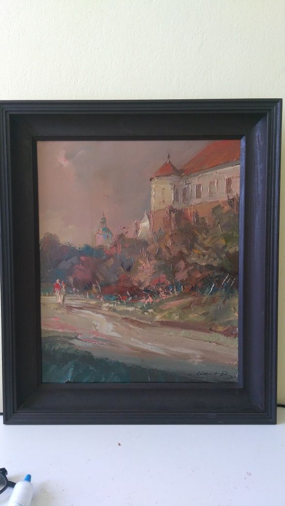 Obraz R. Lizut , Lublin kościół Dominikanów , płótno , olej , 36x48 cm