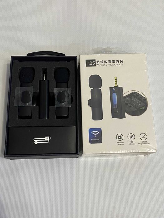 Мікрофон петличний  K35 Lavalier бездротовий 3,5 мм, для блогерів