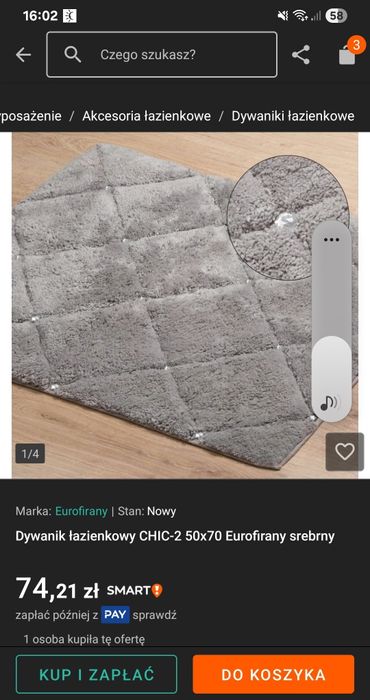 Nowe 2szt dywanik łazienkowy 50x70 szary z kryształkami Eurofirany