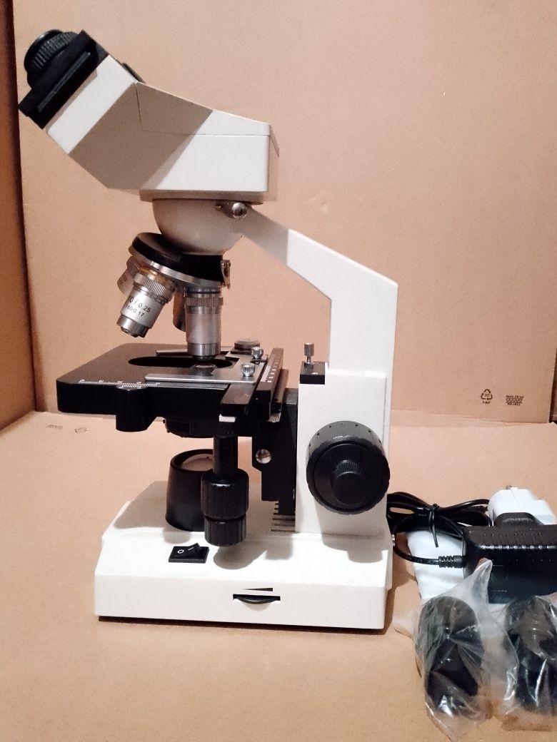 Mikroskop biologiczny 1000x Omax M82E LED dwuoczny studar zeiss delta