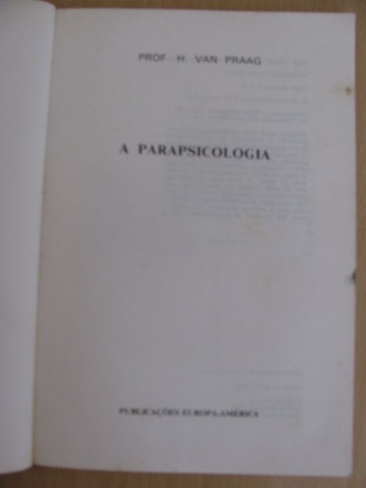 A Parapsicologia do Prof. H. Van Praag