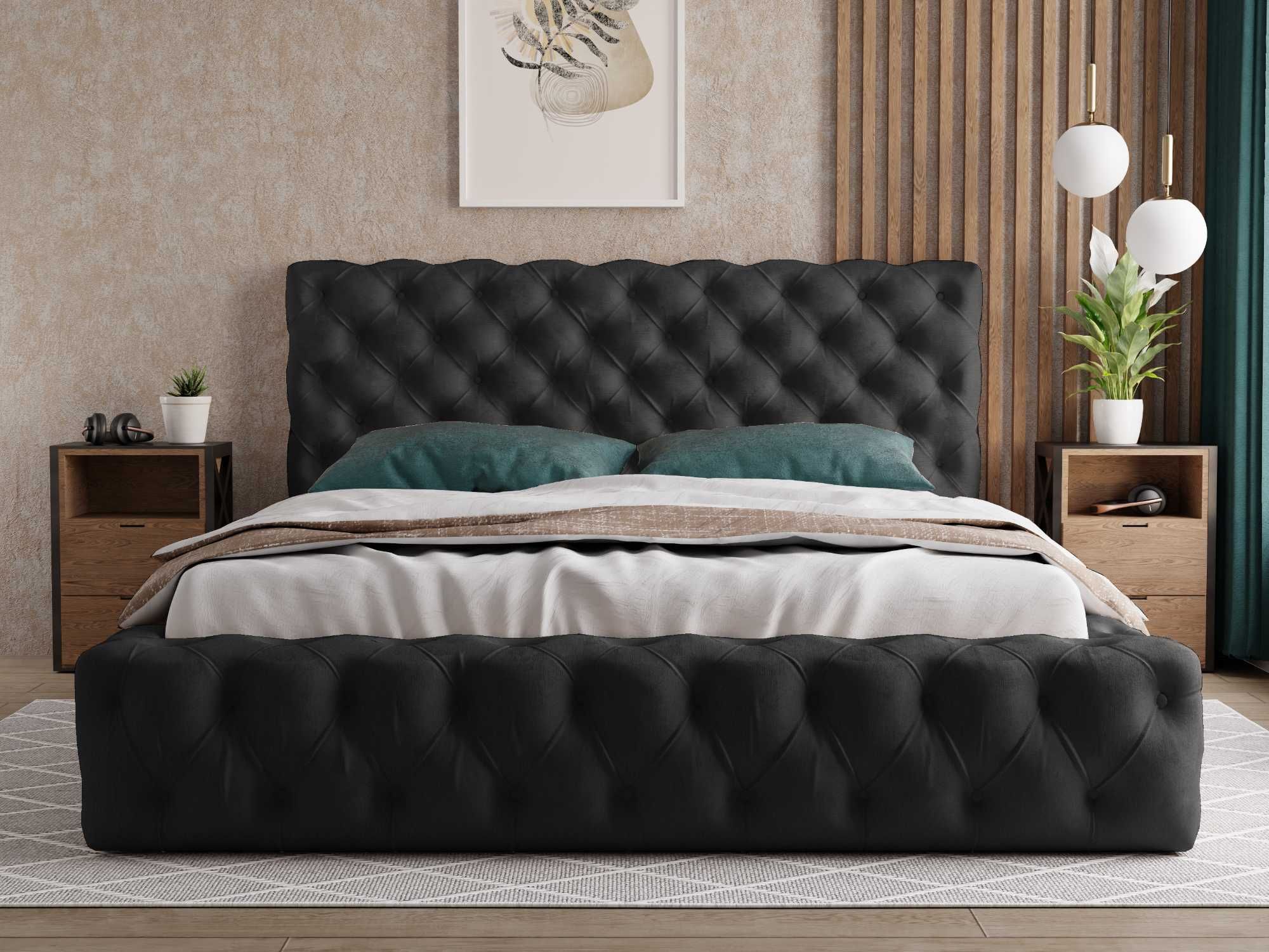 Łóżko eleganckie chesterfield 180x200 Glory - z pojemnikiem i stelażem